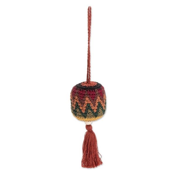 Alternate image for Traditional Knit Cotton Hacky Sack Ornament in Warm Hues Classic Fun