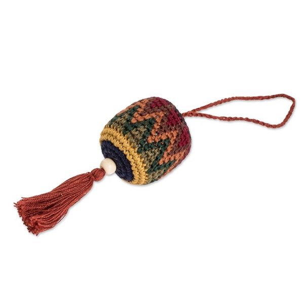 Alternate image for Traditional Knit Cotton Hacky Sack Ornament in Warm Hues Classic Fun