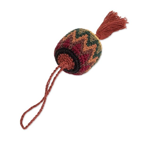 Alternate image for Traditional Knit Cotton Hacky Sack Ornament in Warm Hues Classic Fun
