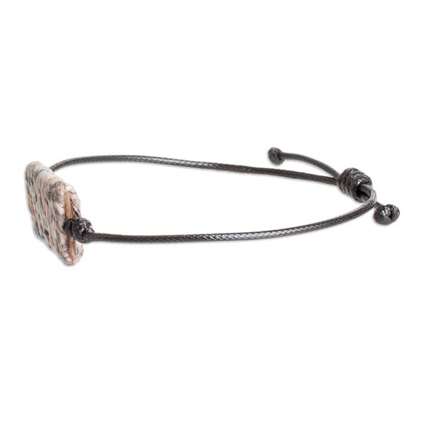 Alternate image for Handcrafted Eco-Friendly Recycled Paper Pendant Bracelet History Threads in Black