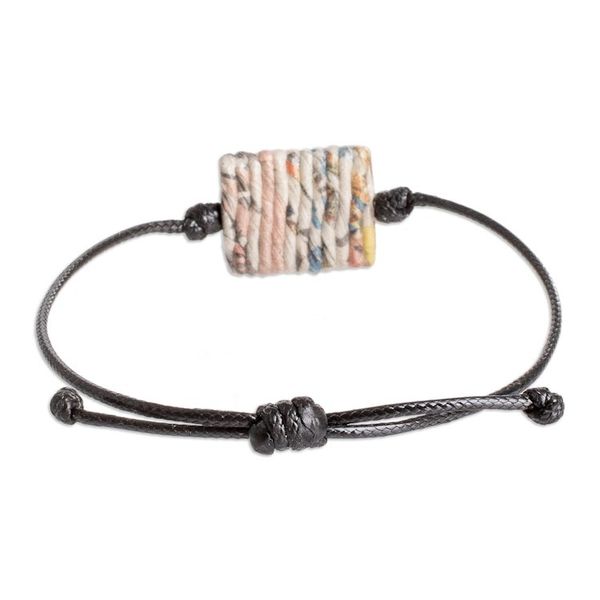 Alternate image for Handcrafted Eco-Friendly Recycled Paper Pendant Bracelet History Threads in Black