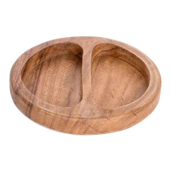 Alternate image for Conacaste Wood Appetizer Platter with Two Compartments Double Delight