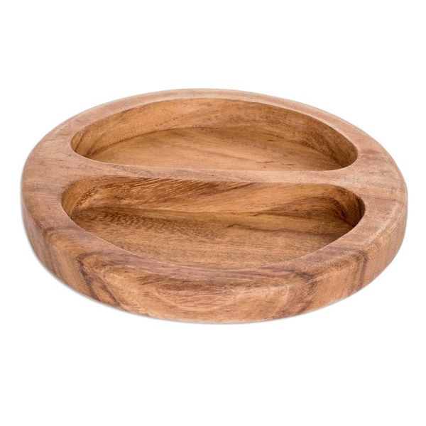 Alternate image for Conacaste Wood Appetizer Platter with Two Compartments Double Delight