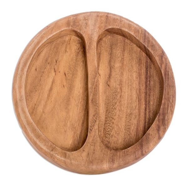 Alternate image for Conacaste Wood Appetizer Platter with Two Compartments Double Delight