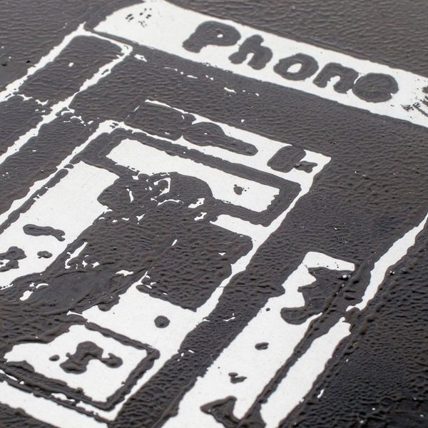 Alternate image for Handcrafted Whimsical Expressionist Woodcut Print Payphone