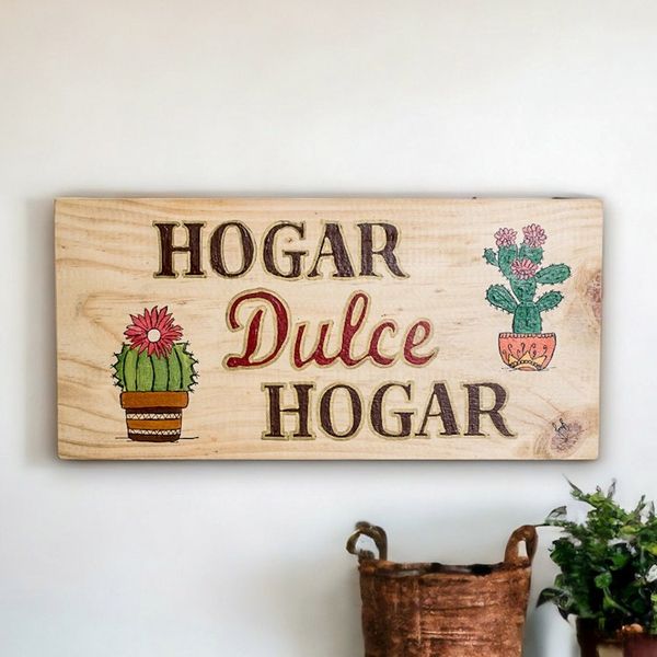 Alternate image for Wood Cactus Wall Art with Spanish Home Sweet Home Message Home Sweet Home