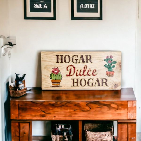 Alternate image for Wood Cactus Wall Art with Spanish Home Sweet Home Message Home Sweet Home