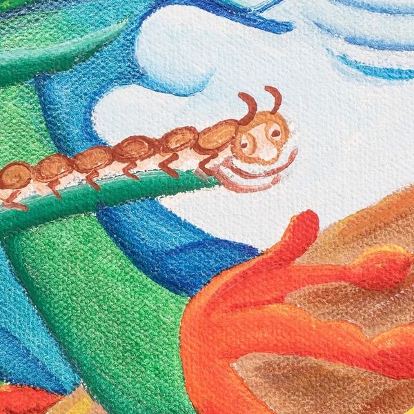 Alternate image for Signed Stretched Acrylic Naif Painting in a Vibrant Palette Frog