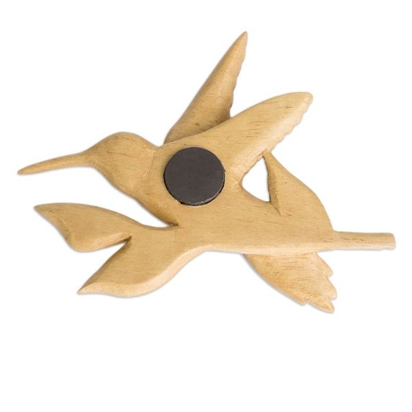 Alternate image for Hummingbird Kitchen Magnet Carved by Hand from Teak Wood Flapping Hummingbird
