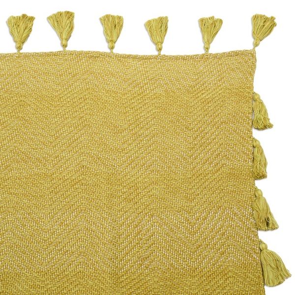 Alternate image for Handwoven Geometric Cotton Throw in Yellow with Tassels Chic Chartreuse