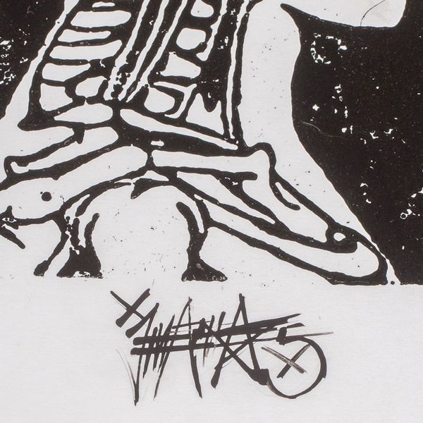 Alternate image for Expressionist Xylograph Print of X-Ray of Man and Fetus Conception