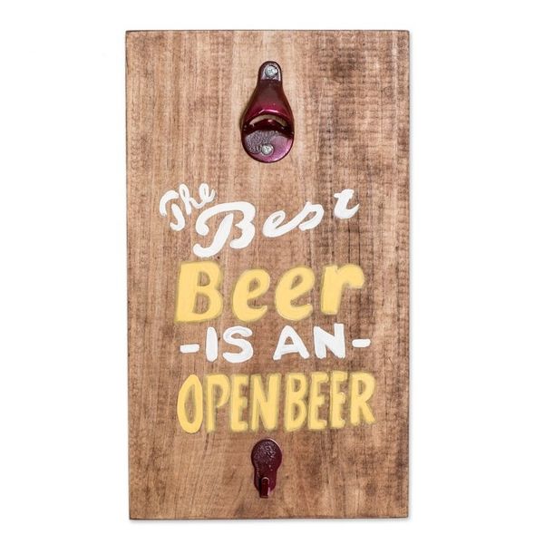 Alternate image for Hand-Painted Wood Wall Art and Mounted Bottle Opener The Best Beer