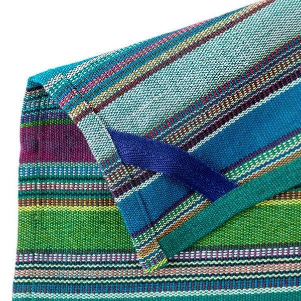 Alternate image for Handloomed Cotton Striped Napkin in Blue and Green Hues Delicious Views