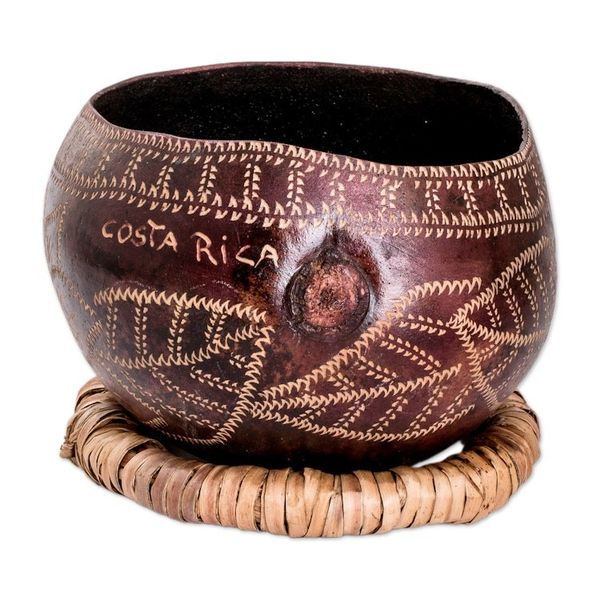 Alternate image for Hand-Carved Floral Dried Gourd Decorative Accent Floral Essence