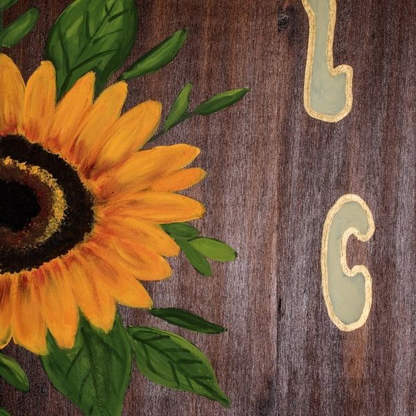 Alternate image for Hand-Painted Decorative Sunflower Wood Accent with Box Welcome