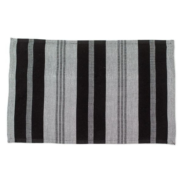 Alternate image for Set of 4 Handloomed Striped Grey and Black Cotton Placemats Shadows of Delight