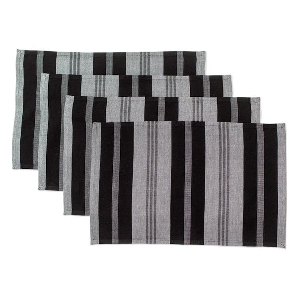 Alternate image for Set of 4 Handloomed Striped Grey and Black Cotton Placemats Shadows of Delight