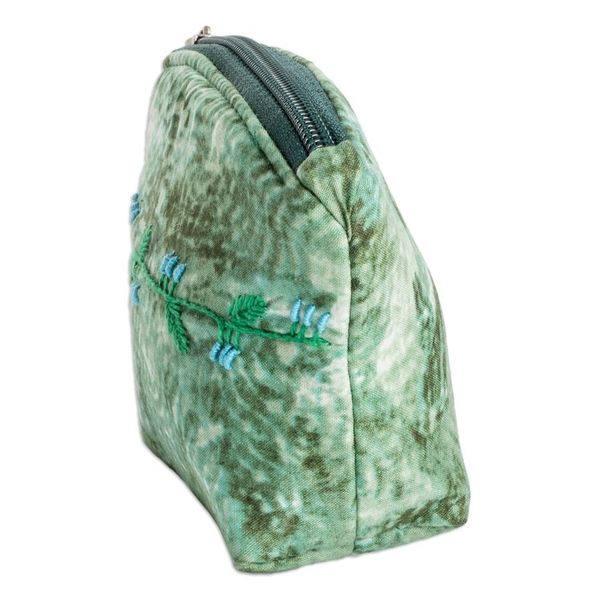 Alternate image for Embroidered Leafy Green Cotton Coin Purse with Zipper Forest Scenes