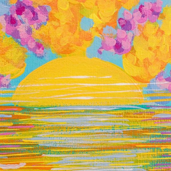 Alternate image for Signed Stretched Expressionist Landscape Acrylic Painting New Dawn