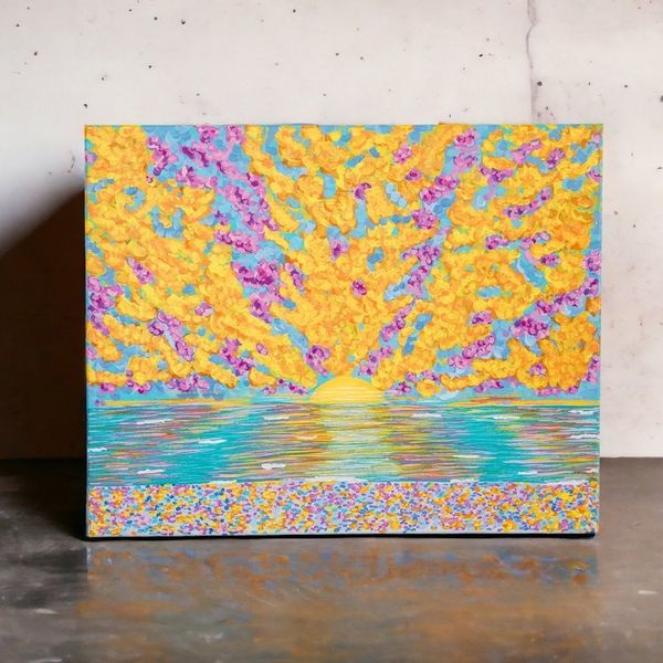 Alternate image for Signed Stretched Expressionist Landscape Acrylic Painting New Dawn