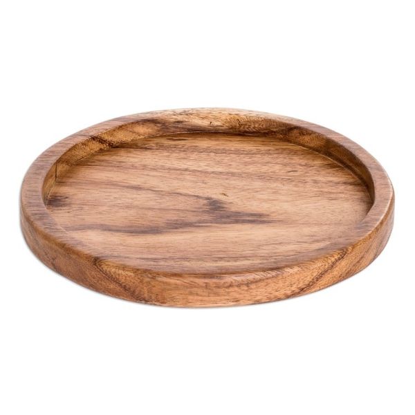 Alternate image for Handcrafted Round Conacaste Wood Snack Plate Little Pleasures