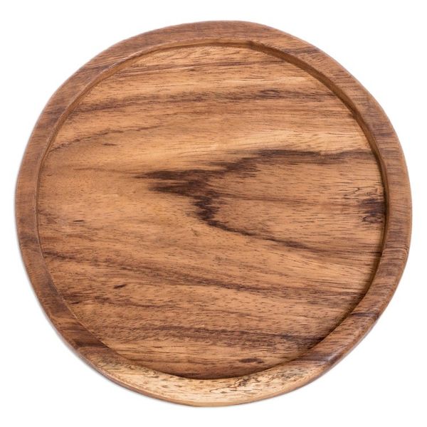 Alternate image for Handcrafted Round Conacaste Wood Snack Plate Little Pleasures