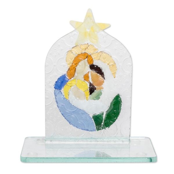Alternate image for Handmade Religious Float Glass Home Accent in Green and Blue Serene Bonds