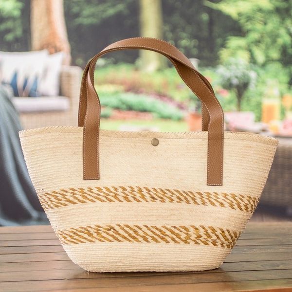 Alternate image for Handcrafted Beige and Golden Natural Fiber Shoulder Bag El Sunzal Beach