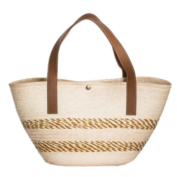 Alternate image for Handcrafted Beige and Golden Natural Fiber Shoulder Bag El Sunzal Beach