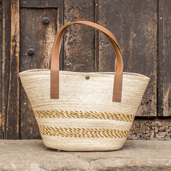 Alternate image for Handcrafted Beige and Golden Natural Fiber Shoulder Bag El Sunzal Beach