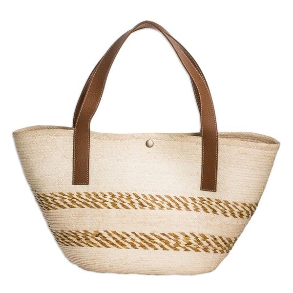 Alternate image for Handcrafted Beige and Golden Natural Fiber Shoulder Bag El Sunzal Beach