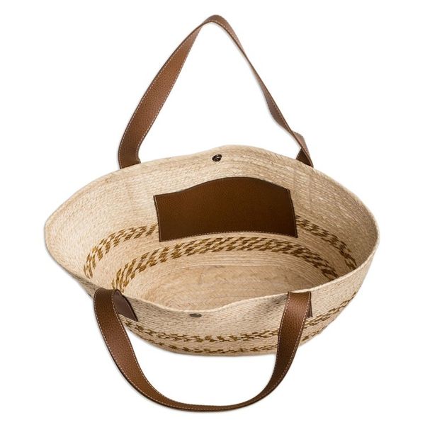 Alternate image for Handcrafted Beige and Golden Natural Fiber Shoulder Bag El Sunzal Beach