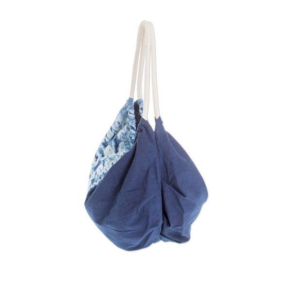 Alternate image for Modern Patterned Indigo Cotton Hobo Shoulder Bag Indigo Roads