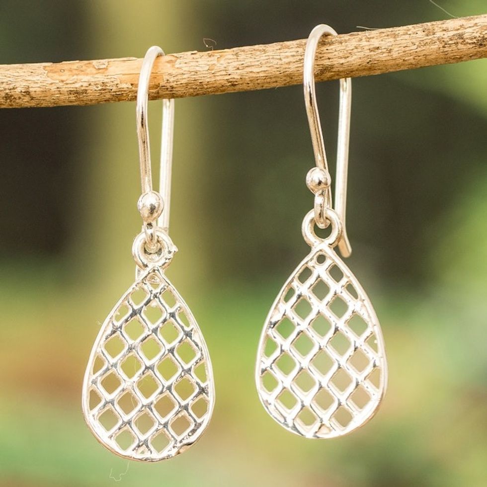 High-Polished Drop-Shaped Sterling Silver Dangle Earrings 'Ethereal Shine'