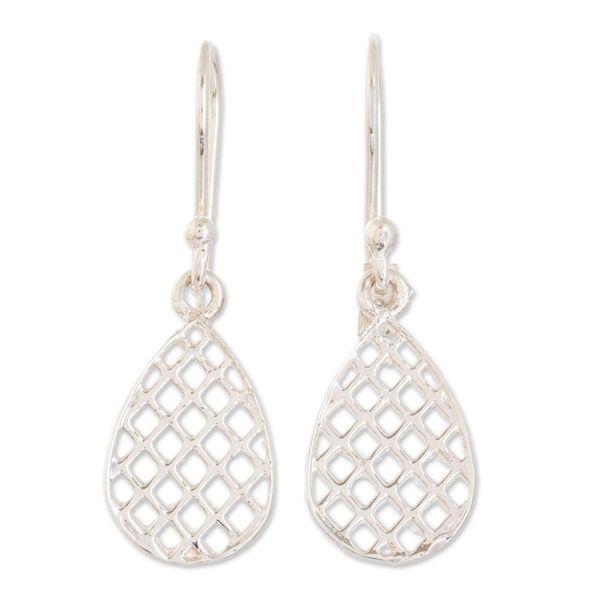 Alternate image for High-Polished Drop-Shaped Sterling Silver Dangle Earrings Ethereal Shine