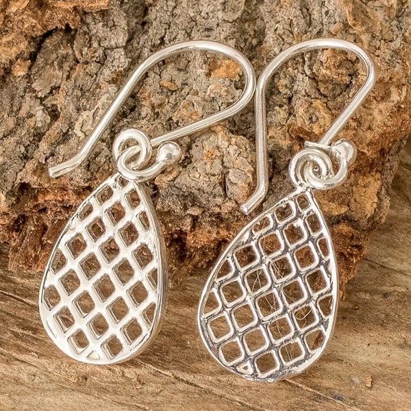 Alternate image for High-Polished Drop-Shaped Sterling Silver Dangle Earrings Ethereal Shine