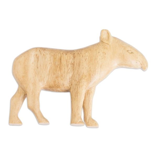 Alternate image for Teak Wood Tapir Kitchen Magnet Carved by Hand in Costa Rica Curious Tapir