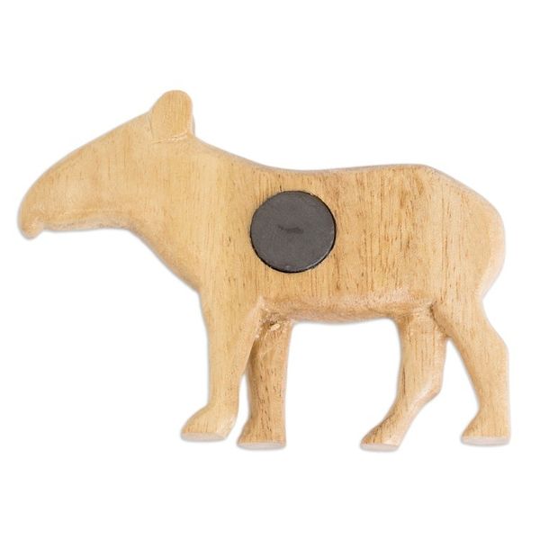Alternate image for Teak Wood Tapir Kitchen Magnet Carved by Hand in Costa Rica Curious Tapir