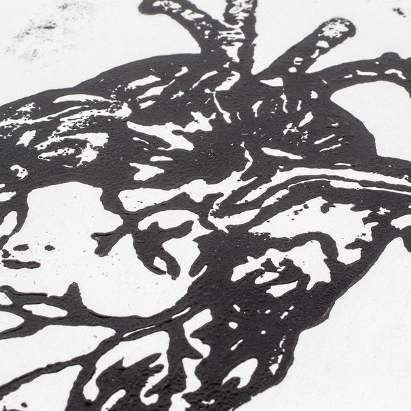 Alternate image for Expressionist Xylograph Print of the Heart from Guatemala Striped