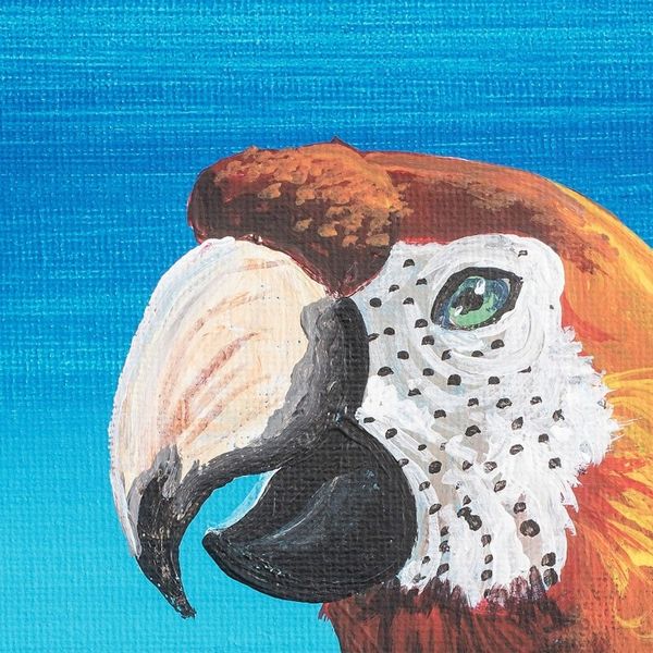 Alternate image for Signed Stretched Acrylic Impressionist Painting in Blue Macaw