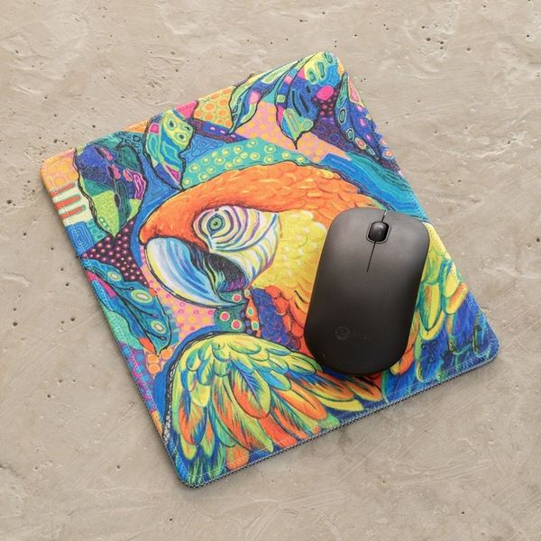 Alternate image for Printed Multicolor Rubber Mouse Pad with Macaw Image Tropical Macaw