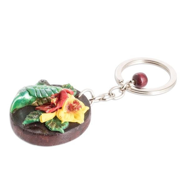 Alternate image for Painted Pinewood and Cold Porcelain Hummingbird Keychain The Little Hummingbird