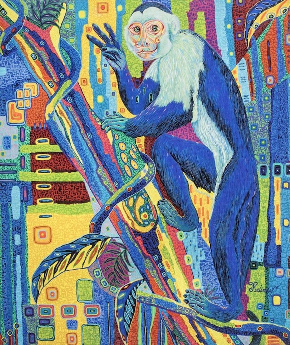 Multicolored Modern Stretched Sublimation Print of A Monkey 'Monkey'