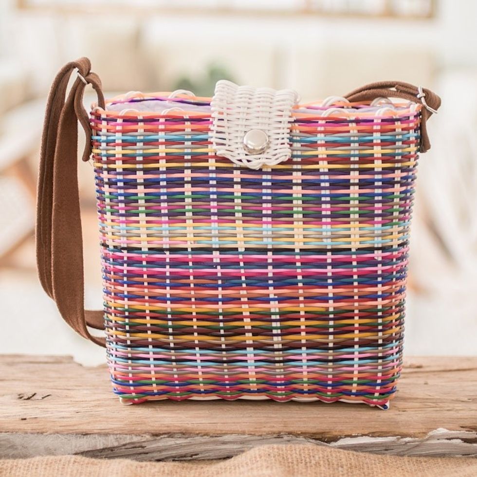 Colorful Eco-Friendly Handwoven Tote from Guatemala 'Color Explosion'