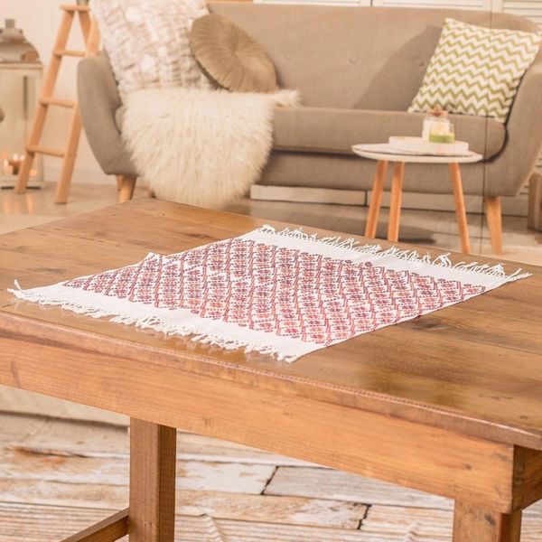Alternate image for Star and Geometric-Themed Red Cotton Placemat with Fringes Stars in the Sky