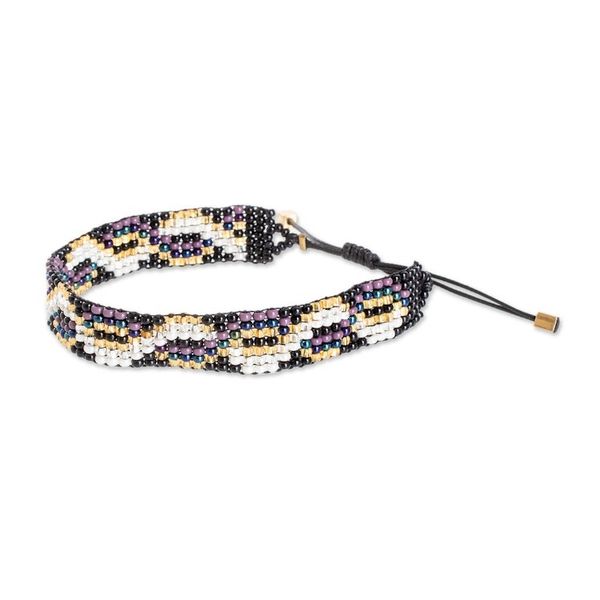 Alternate image for Handmade Golden and Ivory Glass Beaded Wristband Bracelet Enchanted Atitlan