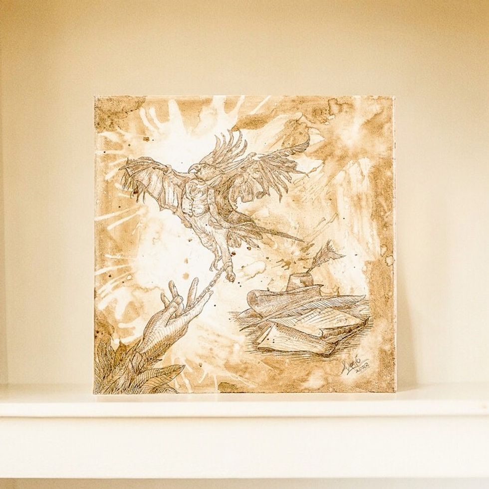Mixed Media Painting of An Oneiric Scene Made in El Salvador 'The Delusion of Freedom'