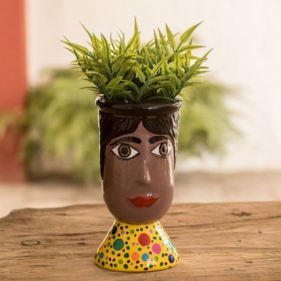 Main image for Hand-Painted Dotted Ceramic Flower Pot from Guatemala Santa Catarinas Giant