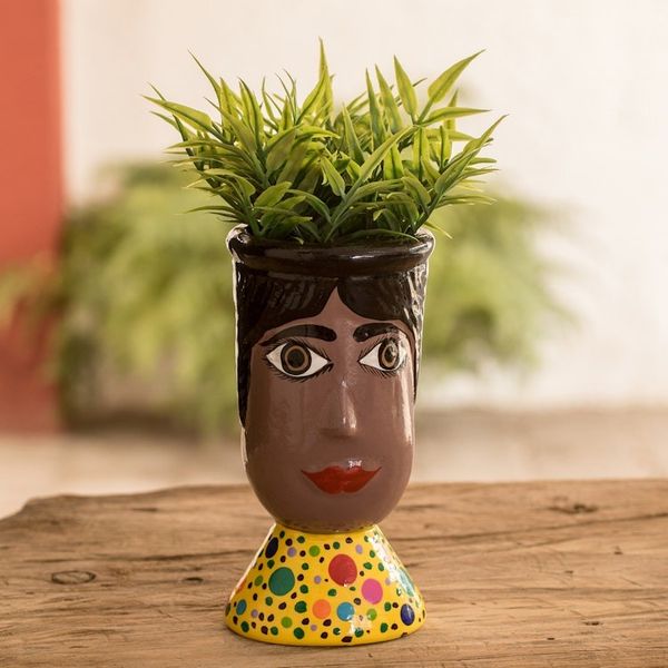 Alternate image for Hand-Painted Dotted Ceramic Flower Pot from Guatemala Santa Catarinas Giant