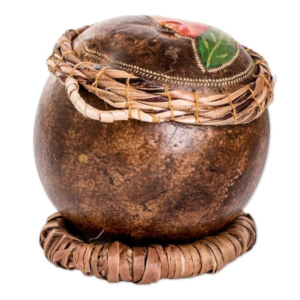 Alternate image for Crane Flower-Themed Painted Dried Gourd Decorative Accent Crane Flower